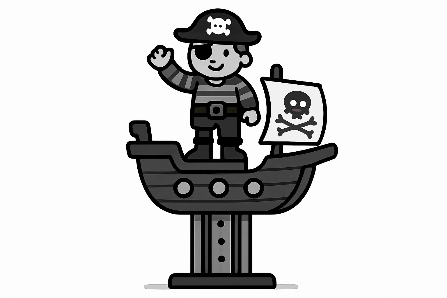 Un pirate sur une tour de chute de parc atrraction pirate  emoji