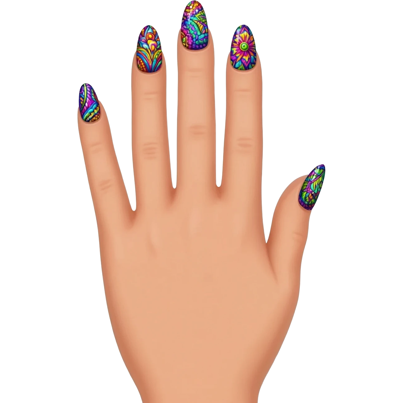 Nail art for all five fingers emoji