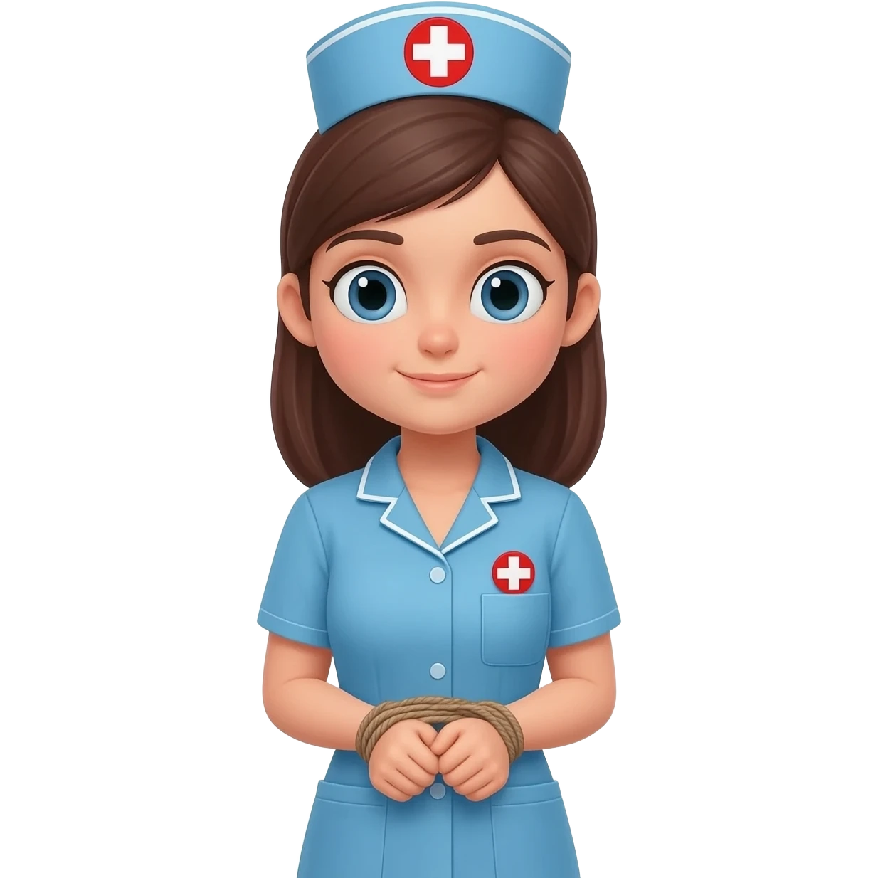 Female nurse hands bound behind back emoji