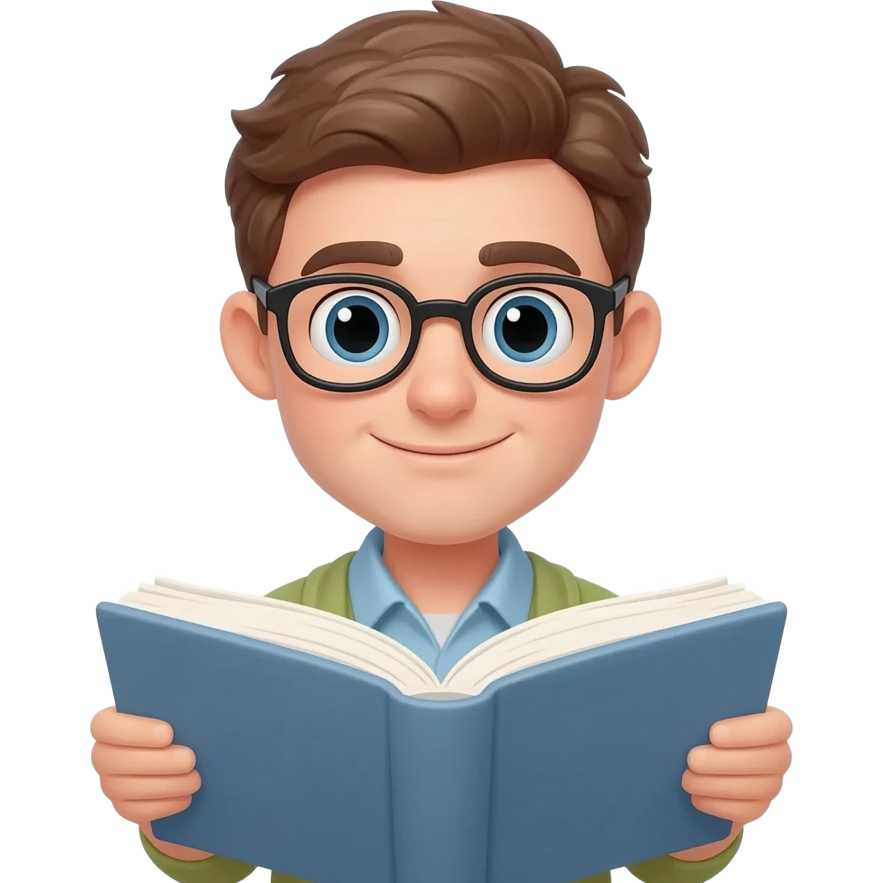 Nerd emoji reading book emoji