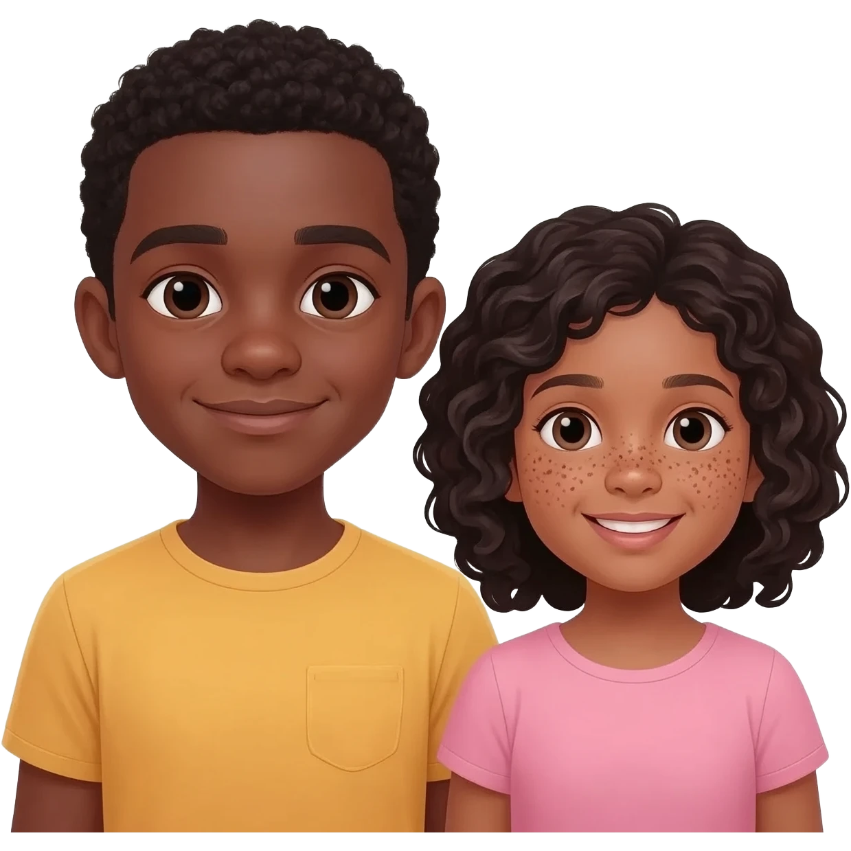 un hermano i una hermana parecidos morenos i con pecas emoji