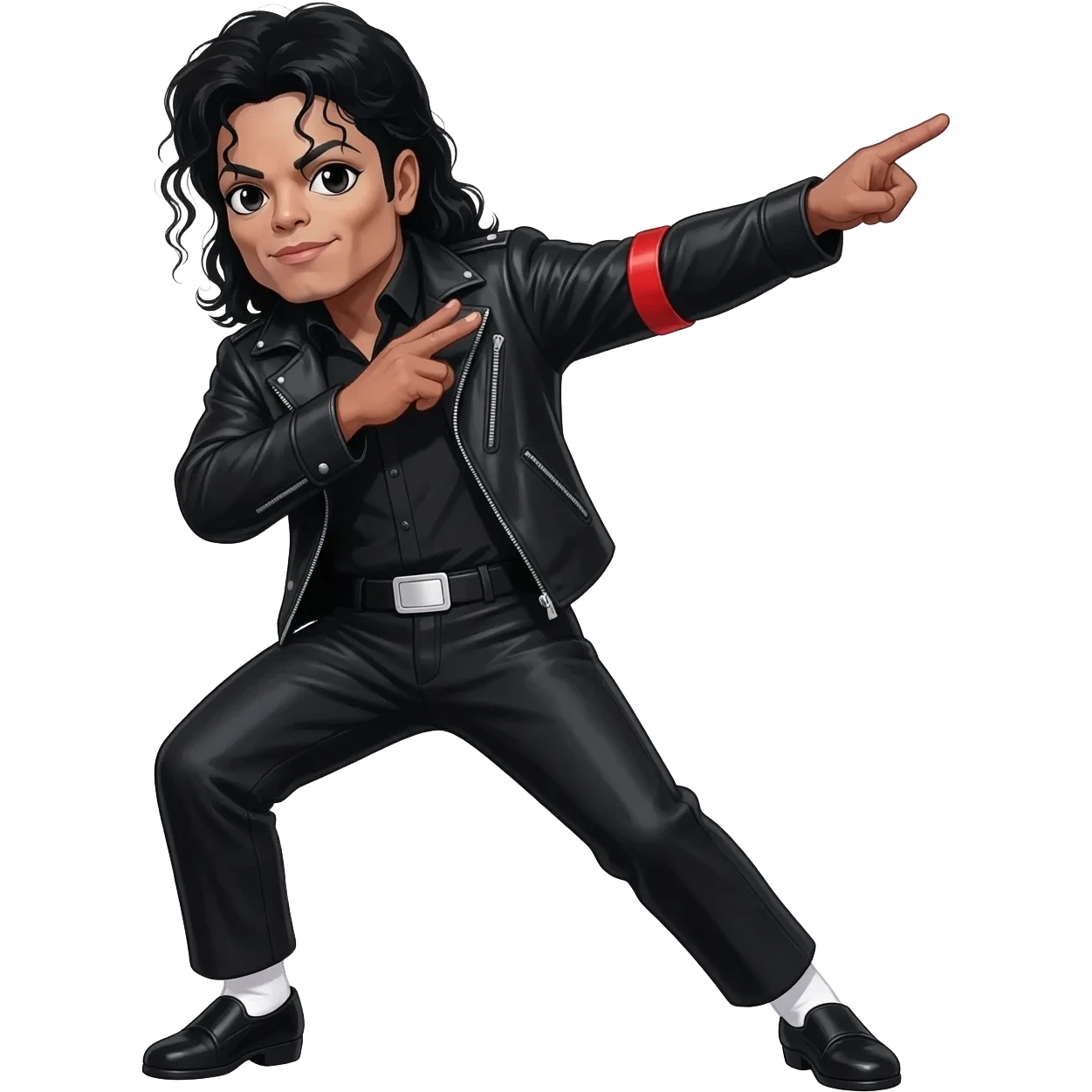 michael jackson dab, dancing legs, wearing black bad outfit emoji