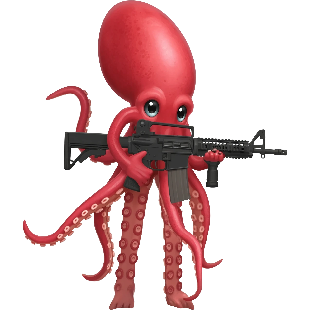 Squid HOLDING a ar-15 pistol emoji