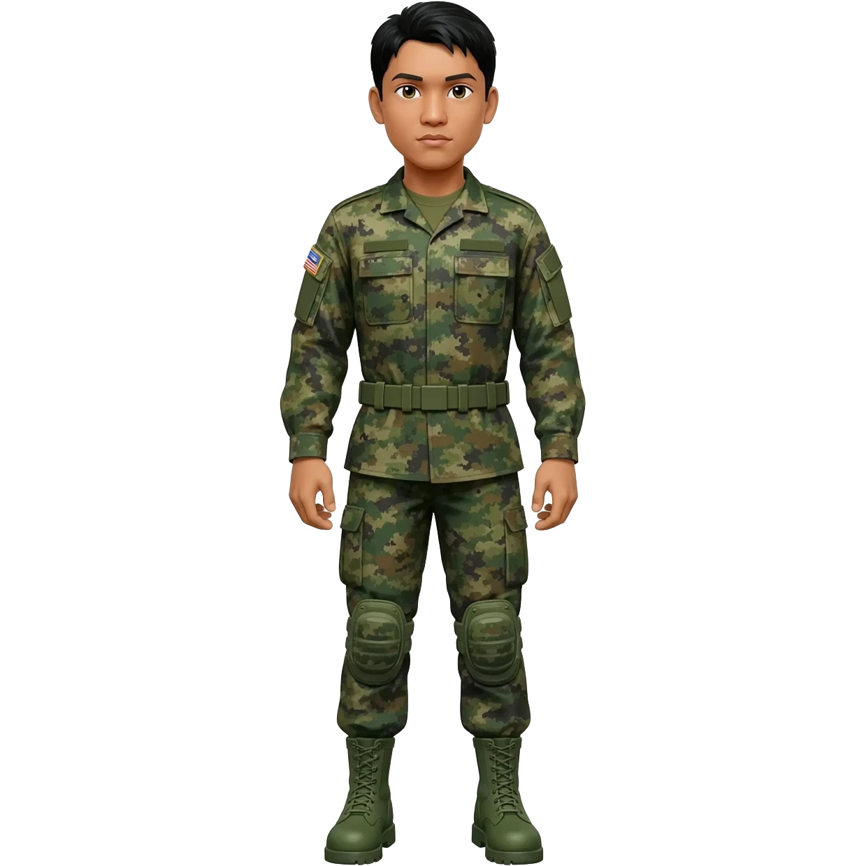 Filipino soldier bdu camo with green combat boots no plate carrier and no belt no knee pads long sleeve emoji