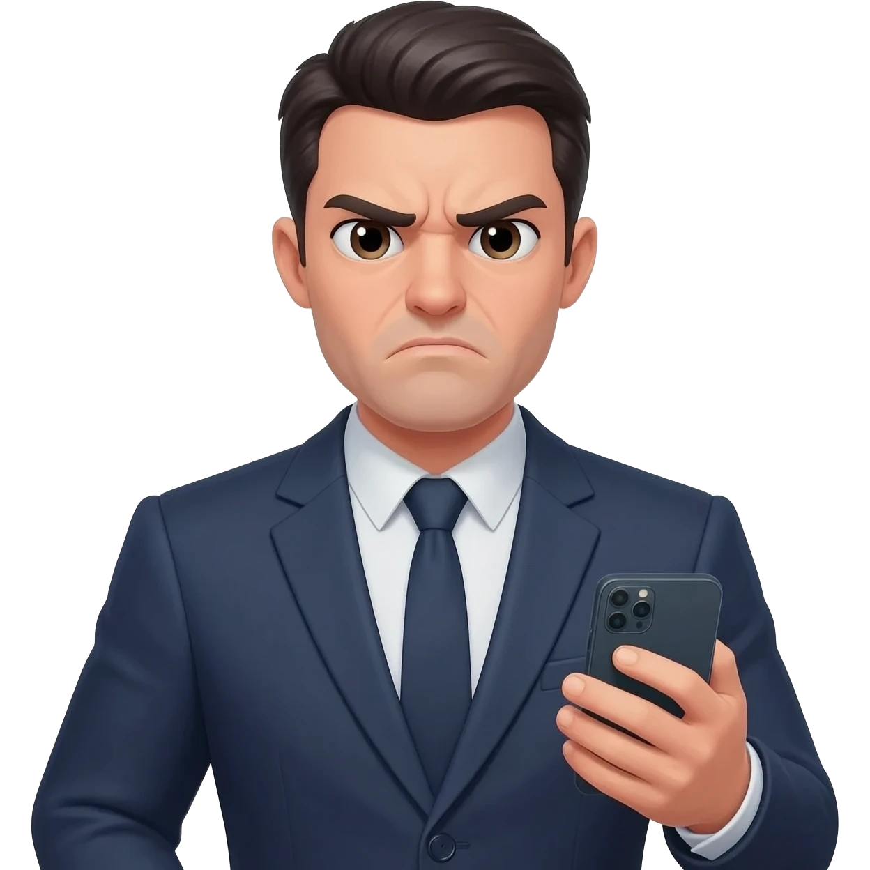 A disgruntled businessman emoji