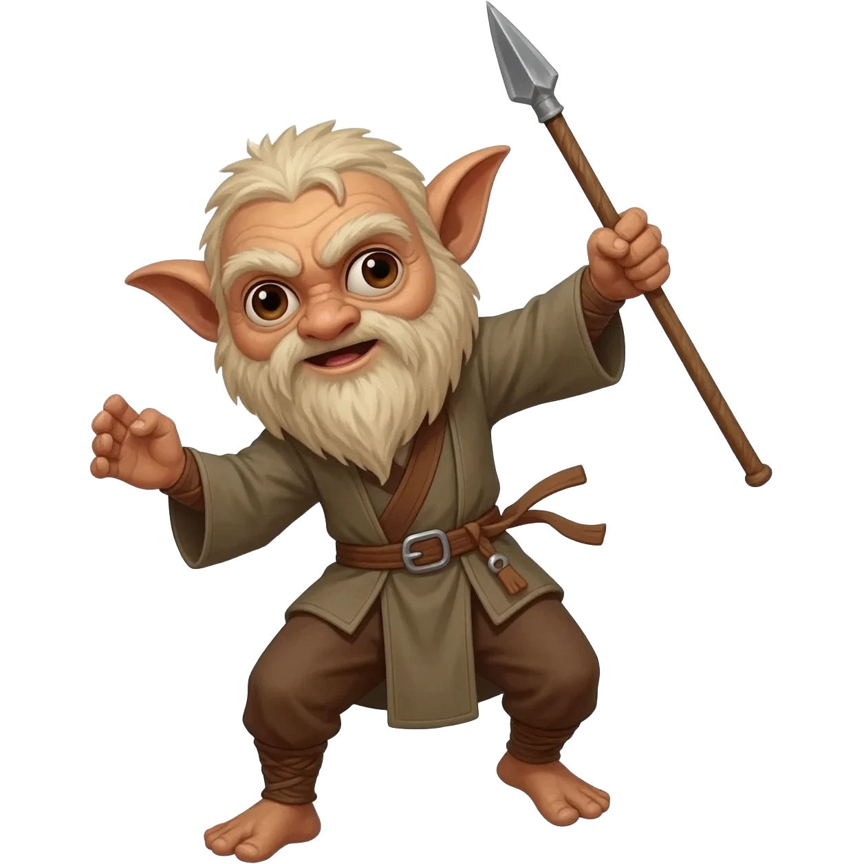 Wicket the Ewok holding his spear while dancing emoji