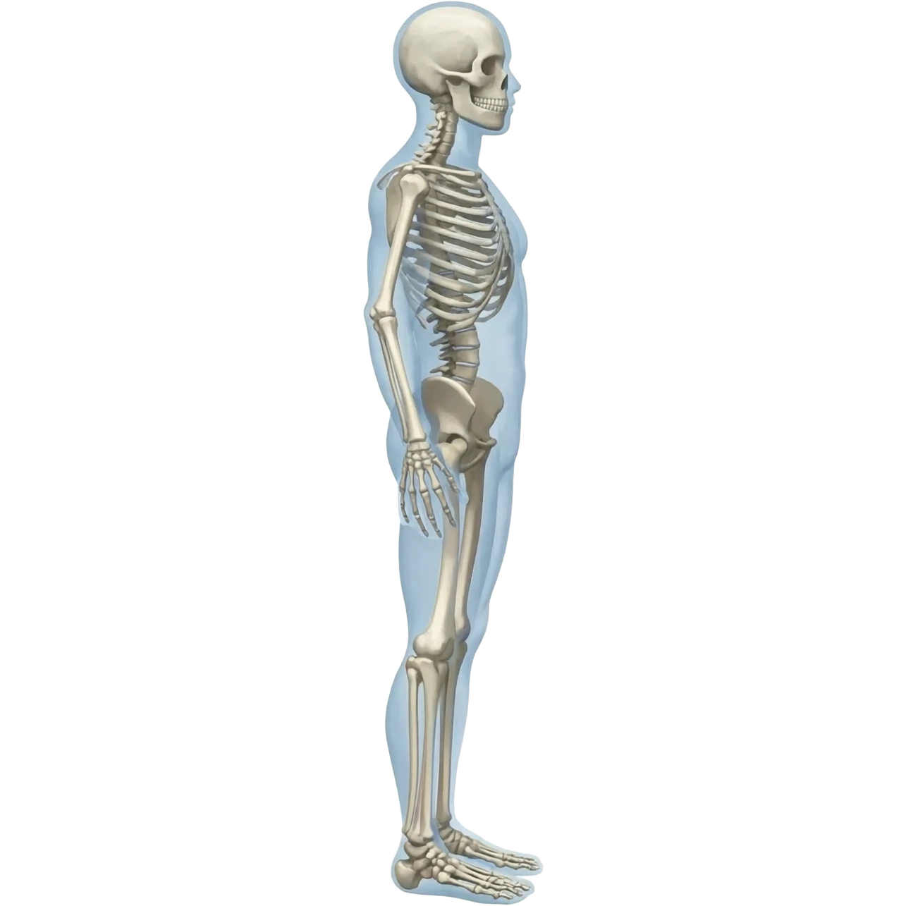 Esqueleto de cuerpo adulto completo, postura lateral derecho emoji