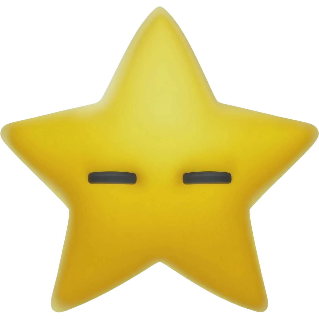 An half star but not to pointy and it has a face the color is yellow and the facevis abit close but only two pointy sides you can emoji