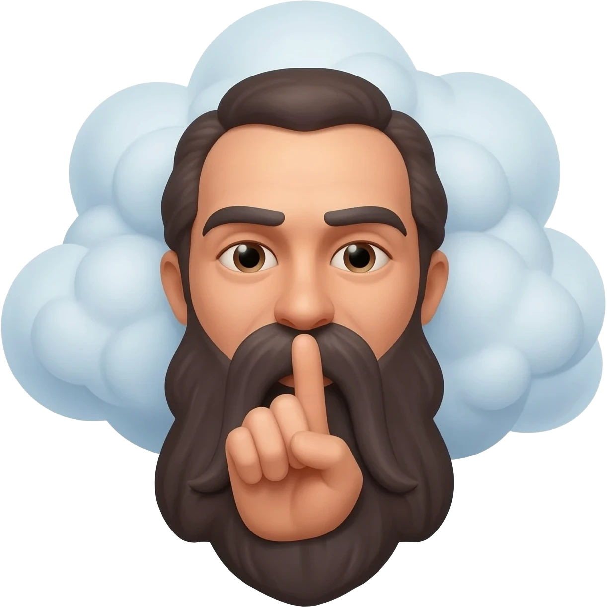 Generate a emoji
🤫
Turn this emoji with some clouds on head and the beard and mustache  and the rest should be same emoji