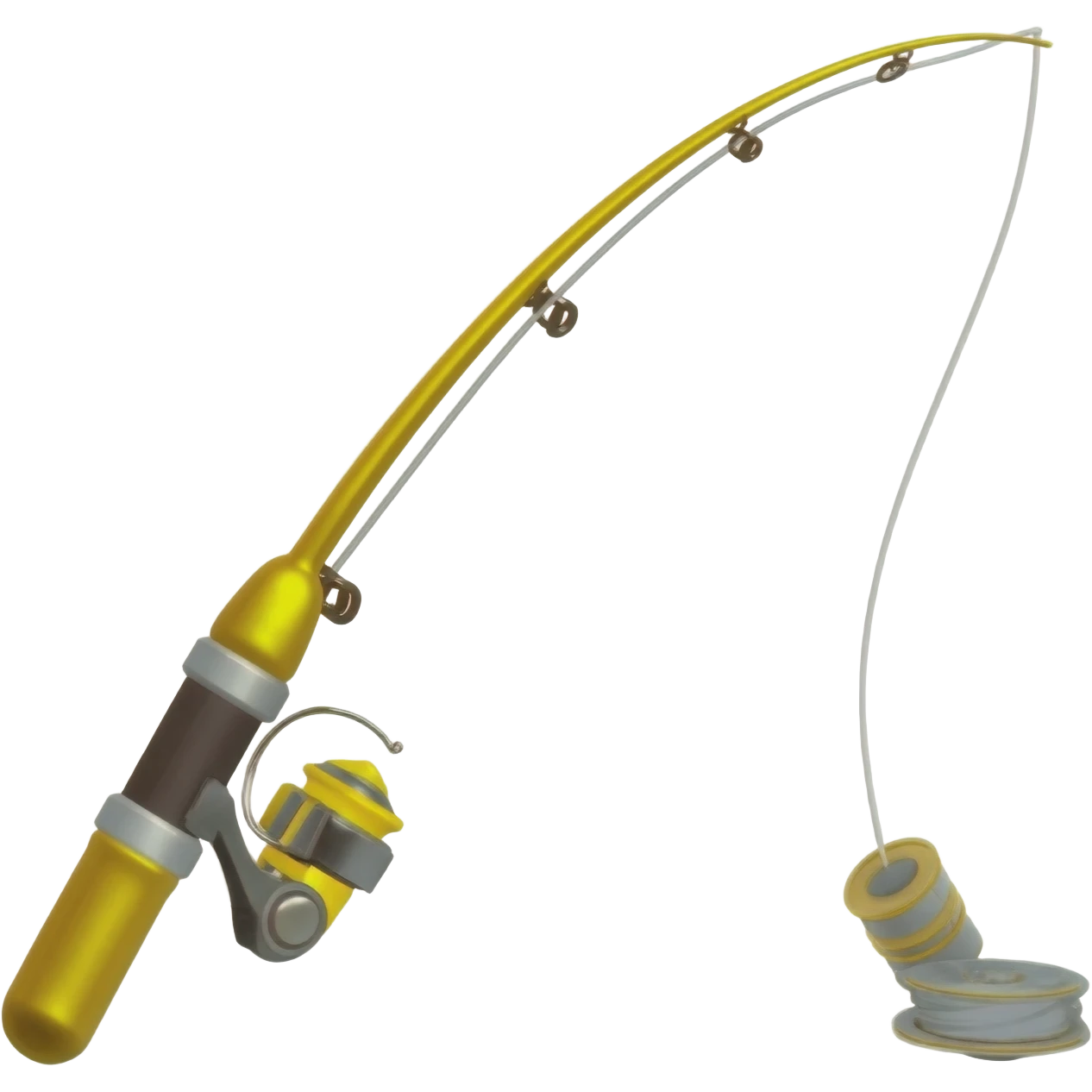 Simple Golden fishing rod with silver fishing line emoji