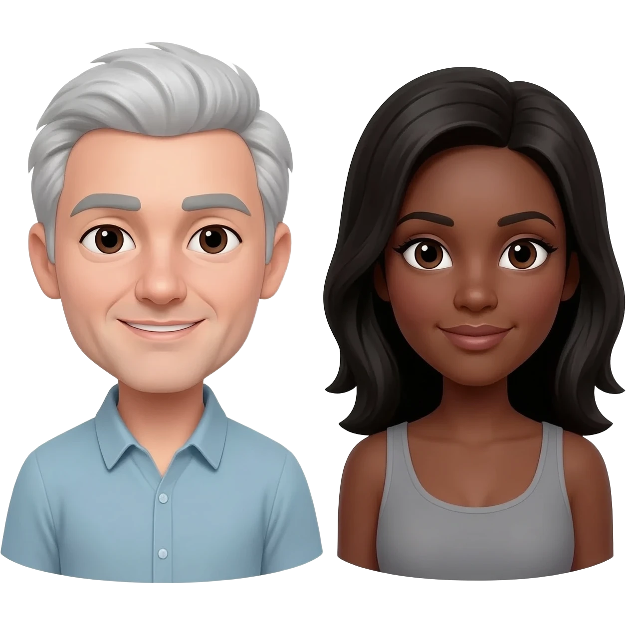 White guy with gray hair with beautiful black woman emoji