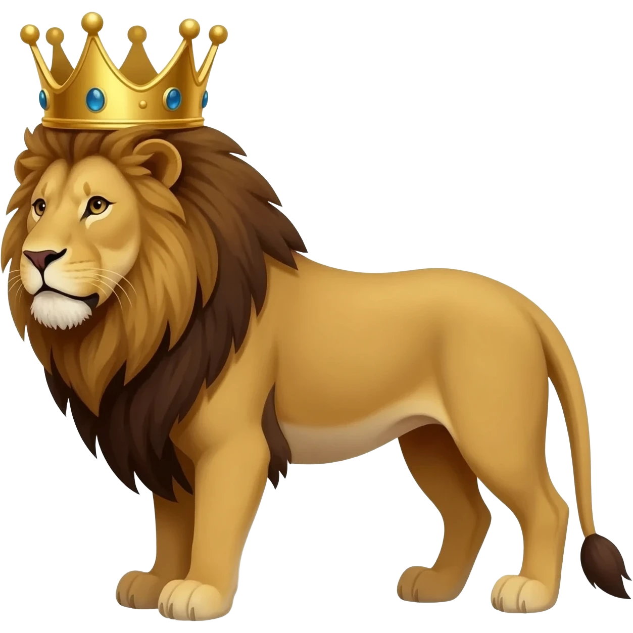 Lion serious crown on its head night background emoji