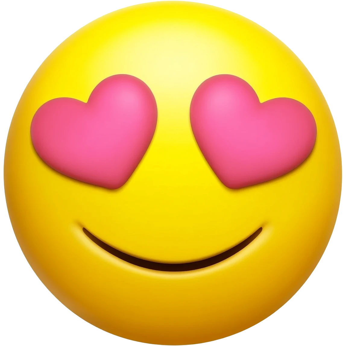 Yellow smiley face with pink heart eyes emoji
