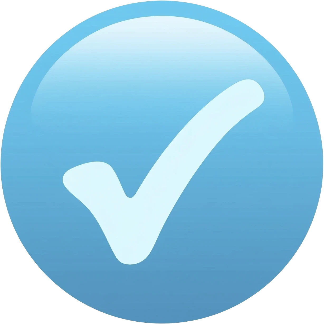 Quiero un emoji que sea de verificación azul claro y redondo emoji