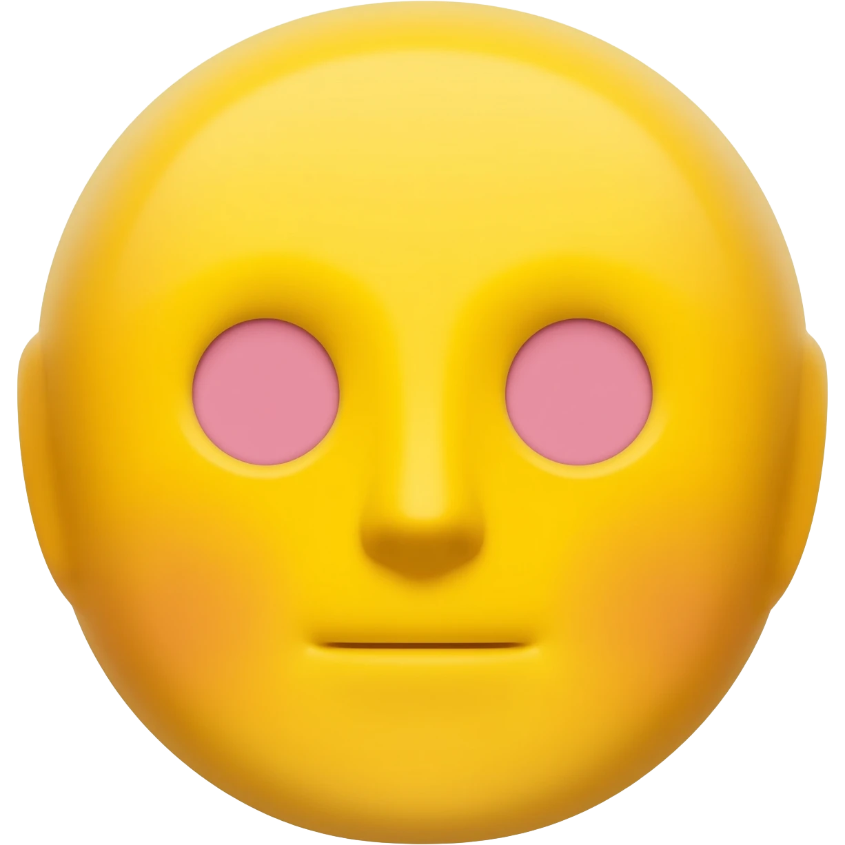 Yellow circle emoji with flushed eyes and neutral mouth in fisheye effect emoji