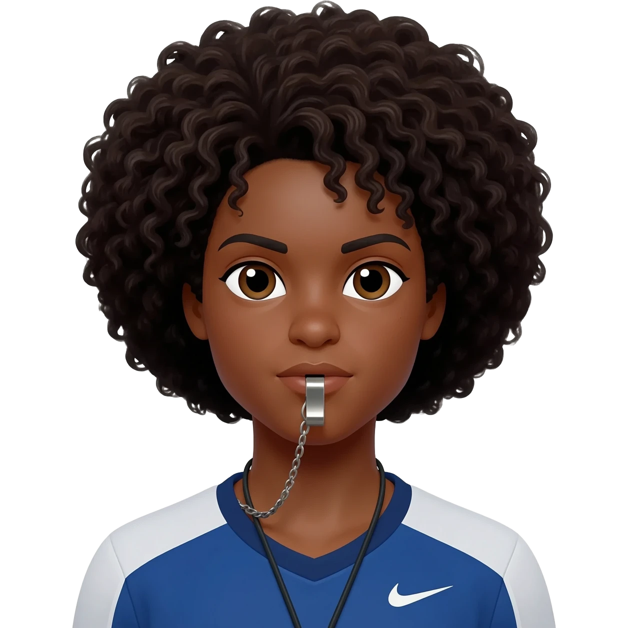 Profissional de educação física negra de cabelo grande cacheado emoji