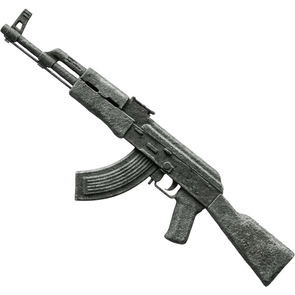 made an ak 47 from rock material with rock texture emoji