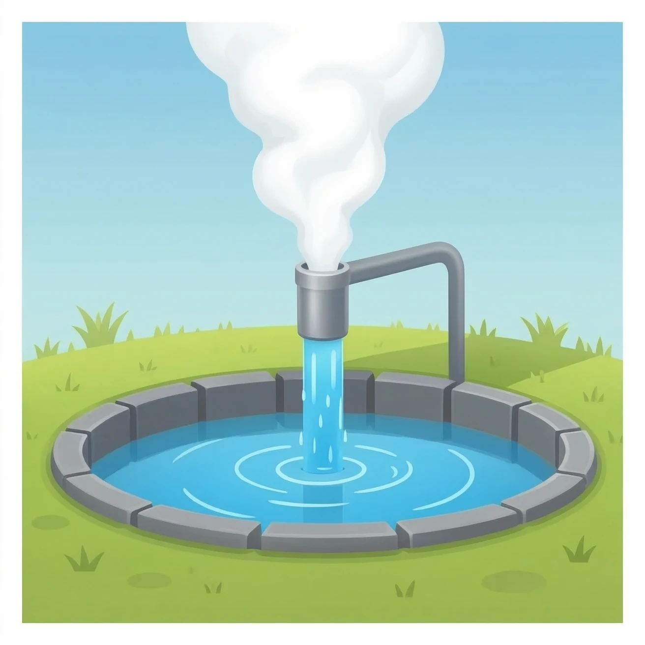 water well with fumes coming out of it emoji