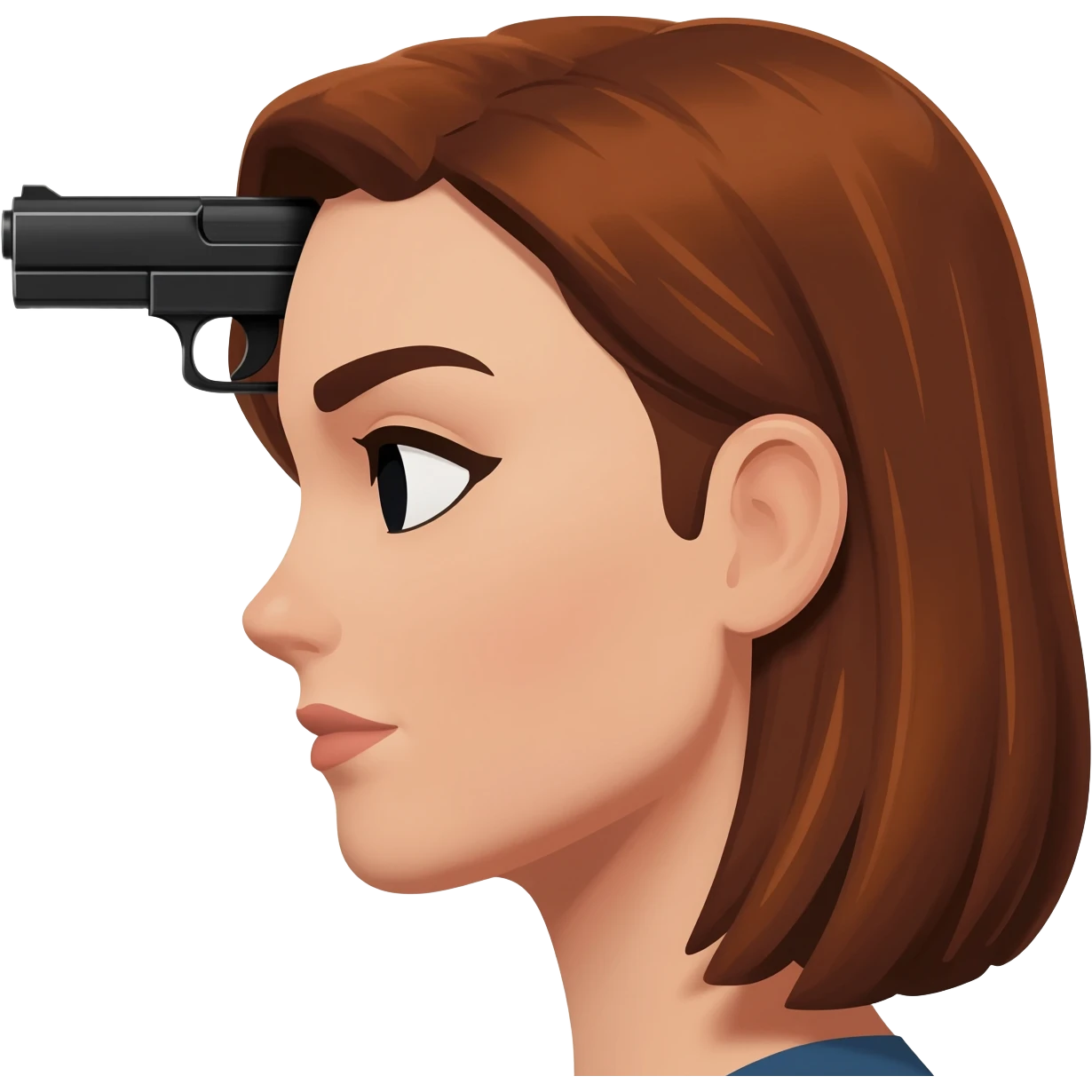 pistole u hlavy ženy (jen hlava) emoji