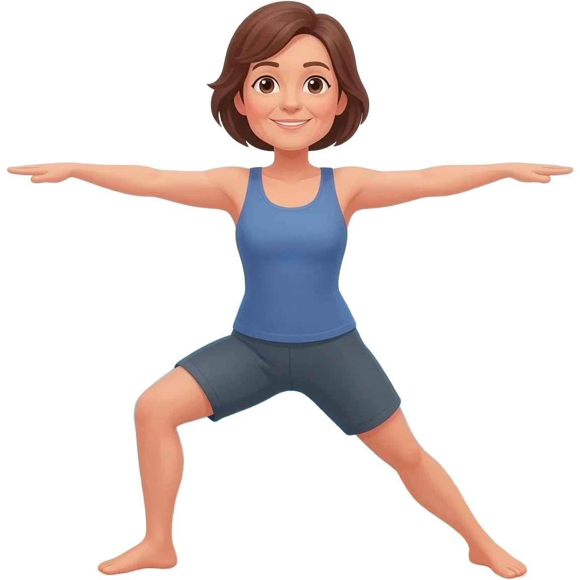 femme brune cheveux court 50 ans position yoga face à la mer emoji