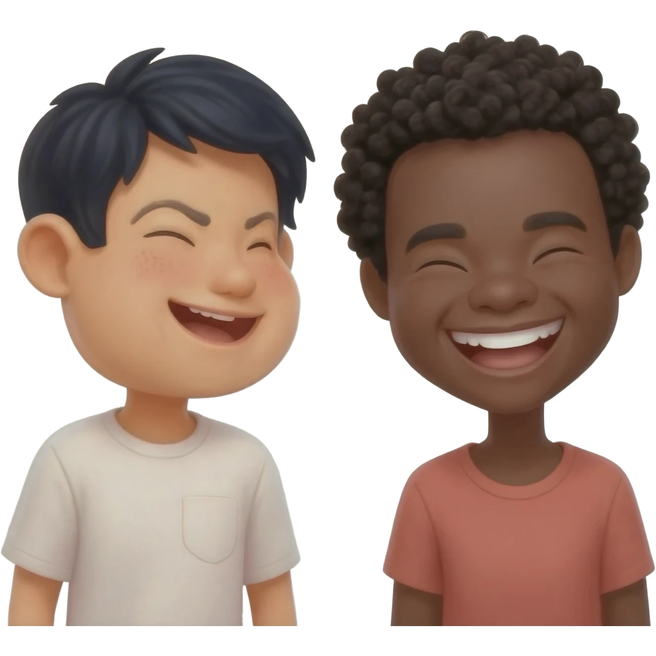 two friends laughing together of different ethnicities emoji