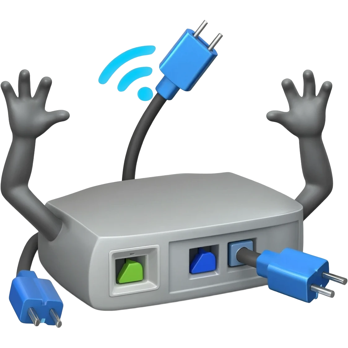a wifi router with jacked human arms emoji
