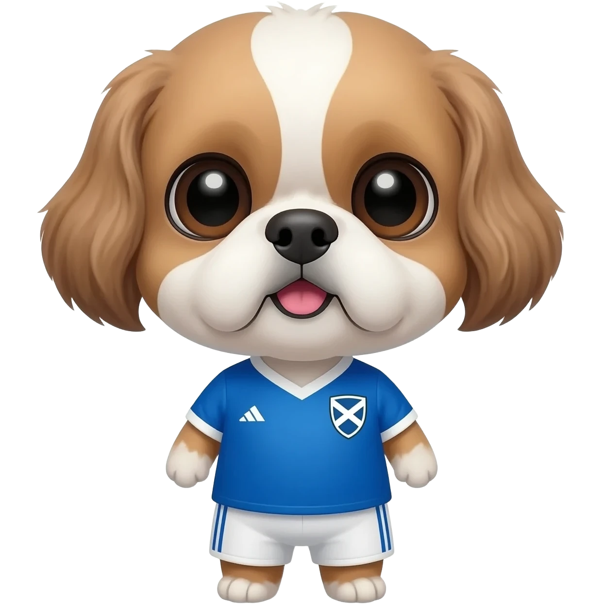 white and light brown shih zhu wearing a scotland soccer jersey v neck 2026 work cup emoji