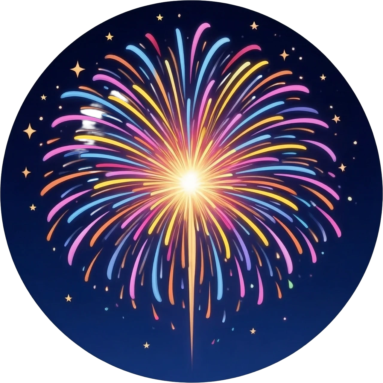 Fireworks started at random point are making Fireworks emoji