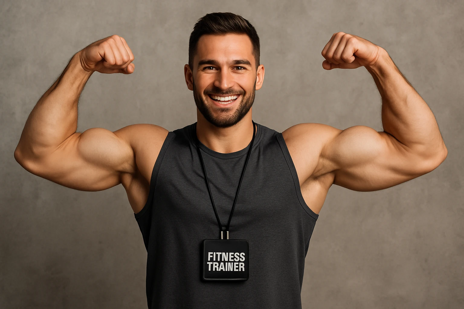 Fitness trainer shows the biceps at full length emoji