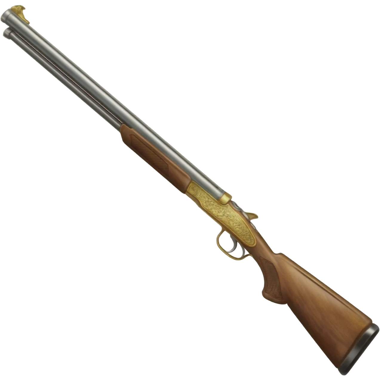 Golden plated hunting rifle with a long silver barrel and wooden stock emoji