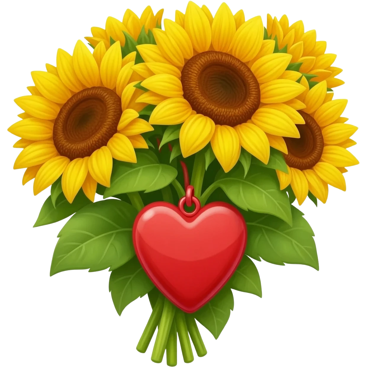 Make me a bouquet of sunflower with heart in the middle emoji
