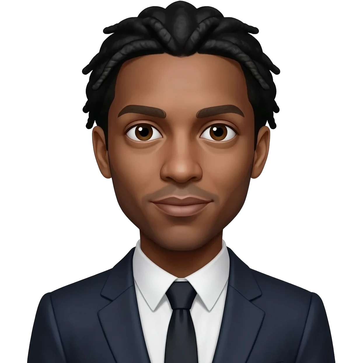 Create an avatar for a profile pic of my job, dress me with a suit, I look like wiz khalifa, from skin tone to hair emoji