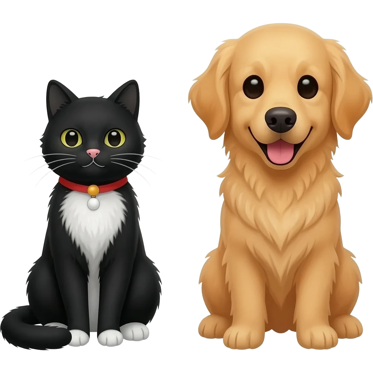 black and white  Cat and golden retriever emoji
