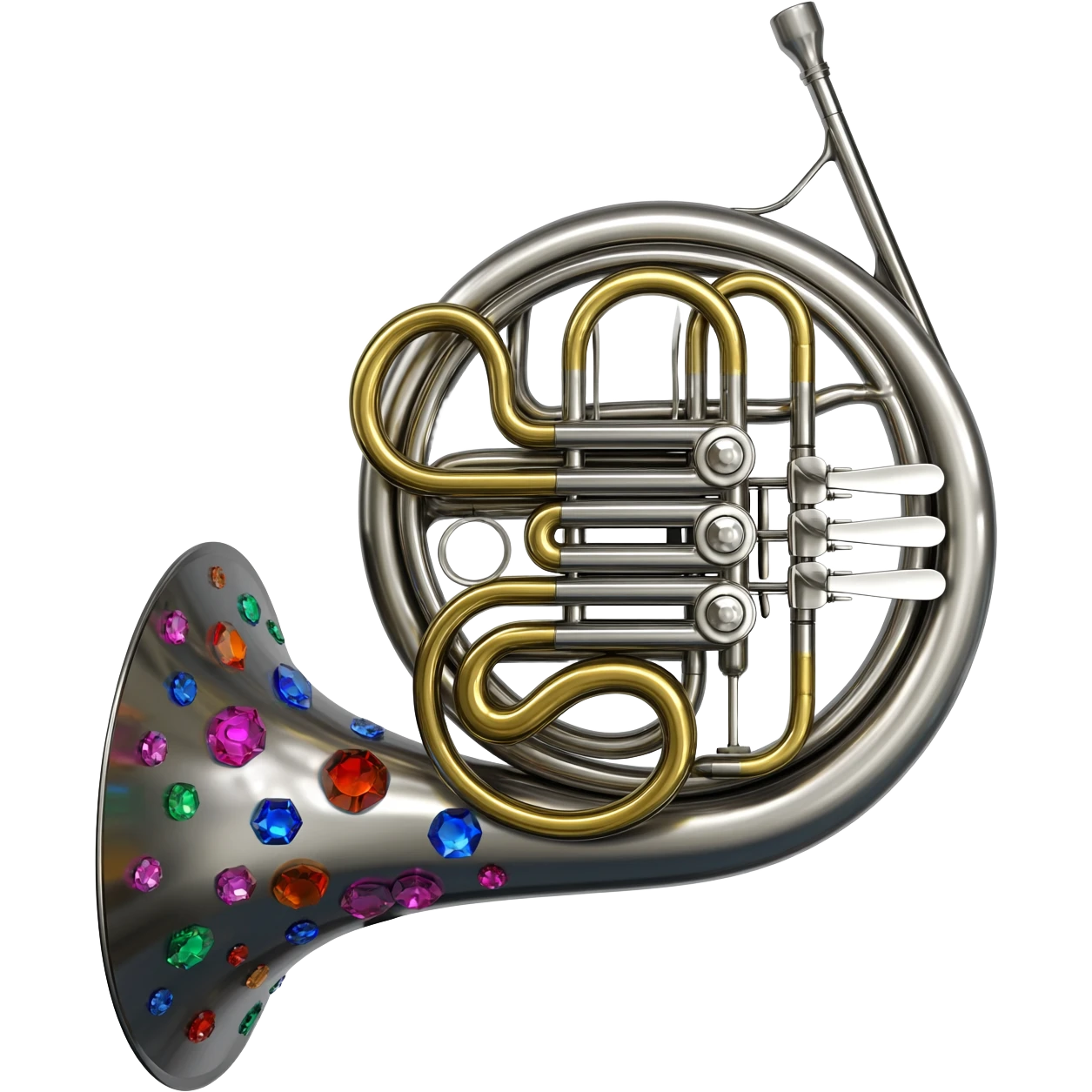 Double French horn with crystals and colorful emoji