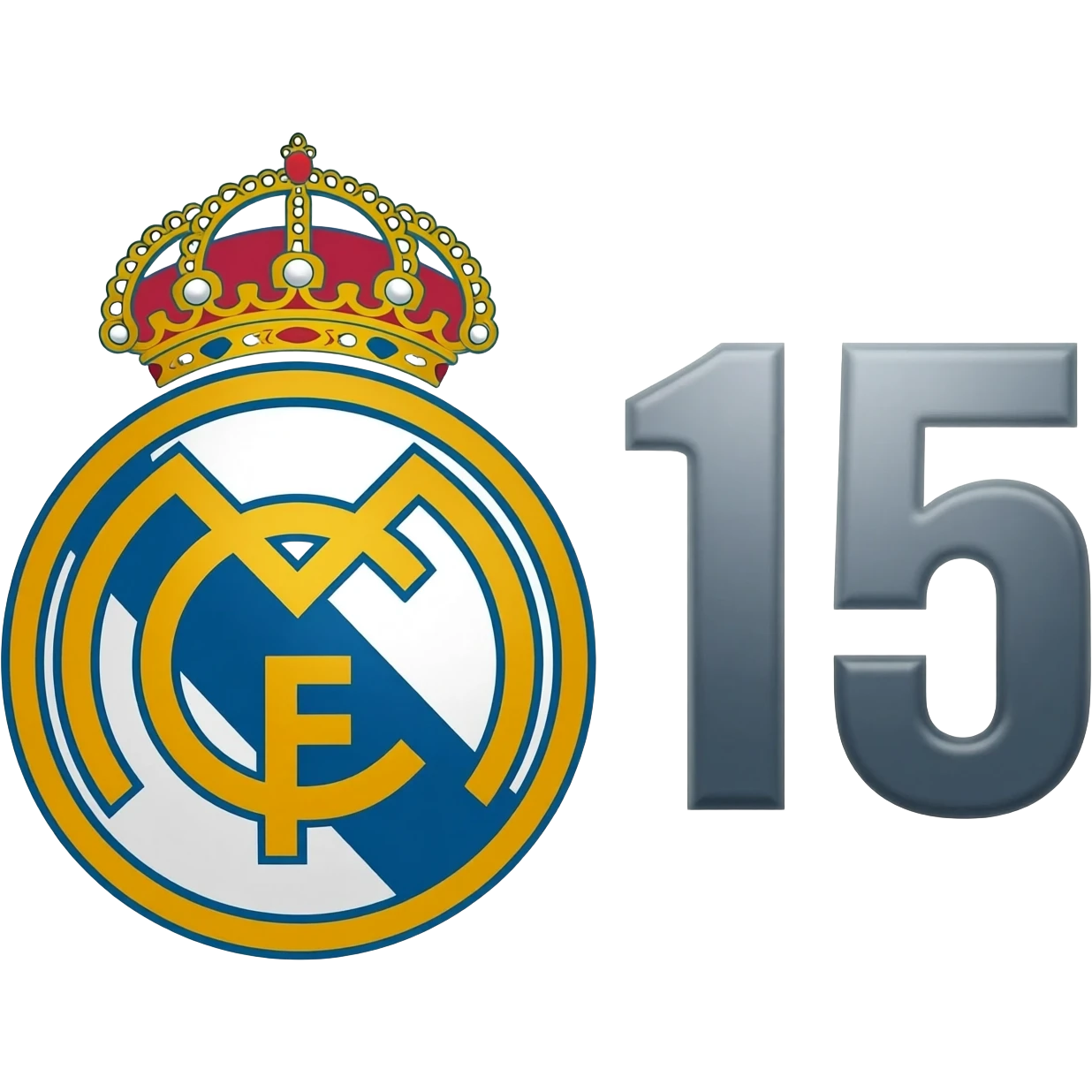 Real Madrid soccer team with the number 15 next to it emoji