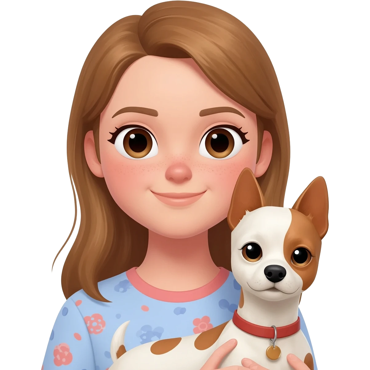 niña de 14 años muy muy guapa con un perro emoji