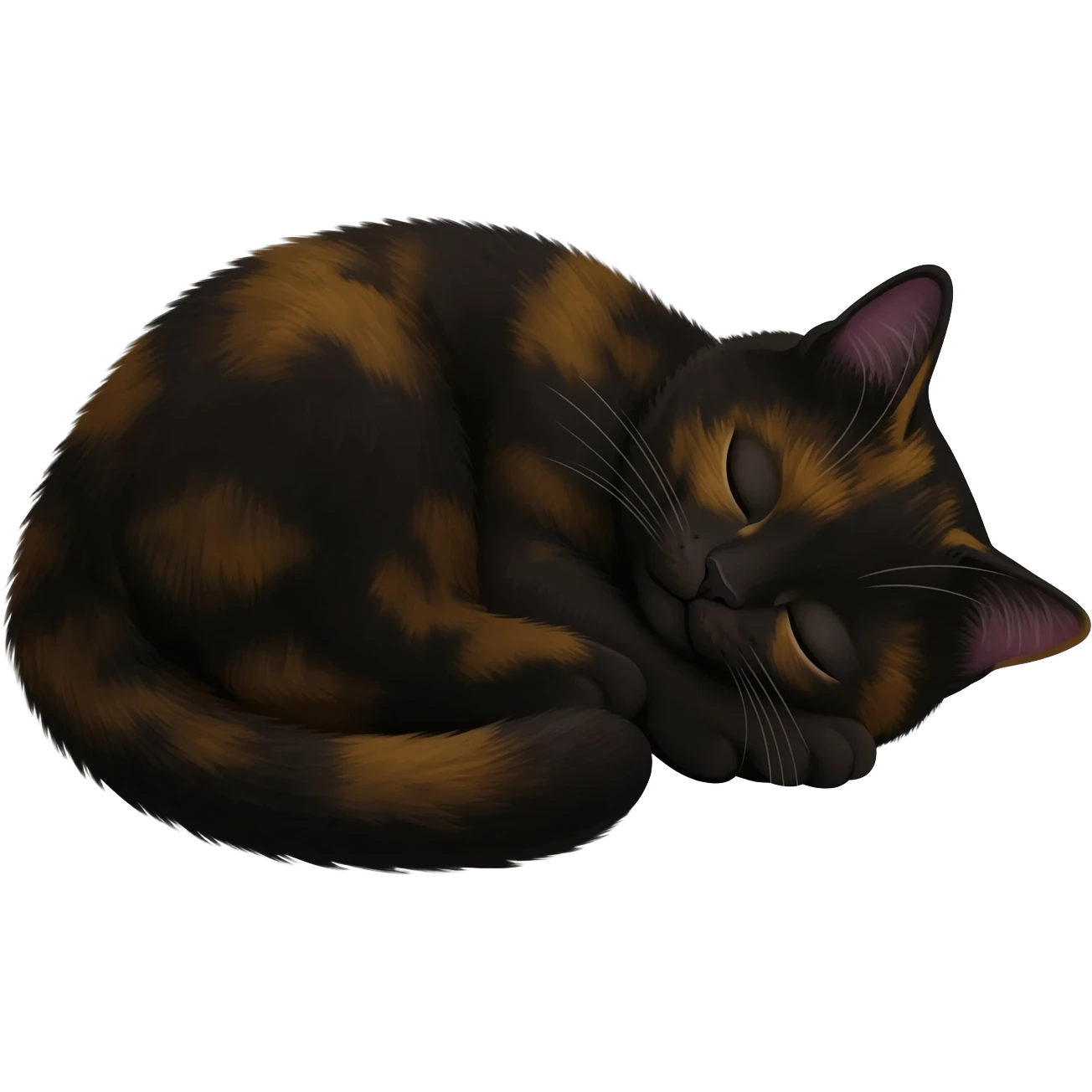 Burnette schläft mit dunkler Schildpatt Katze emoji