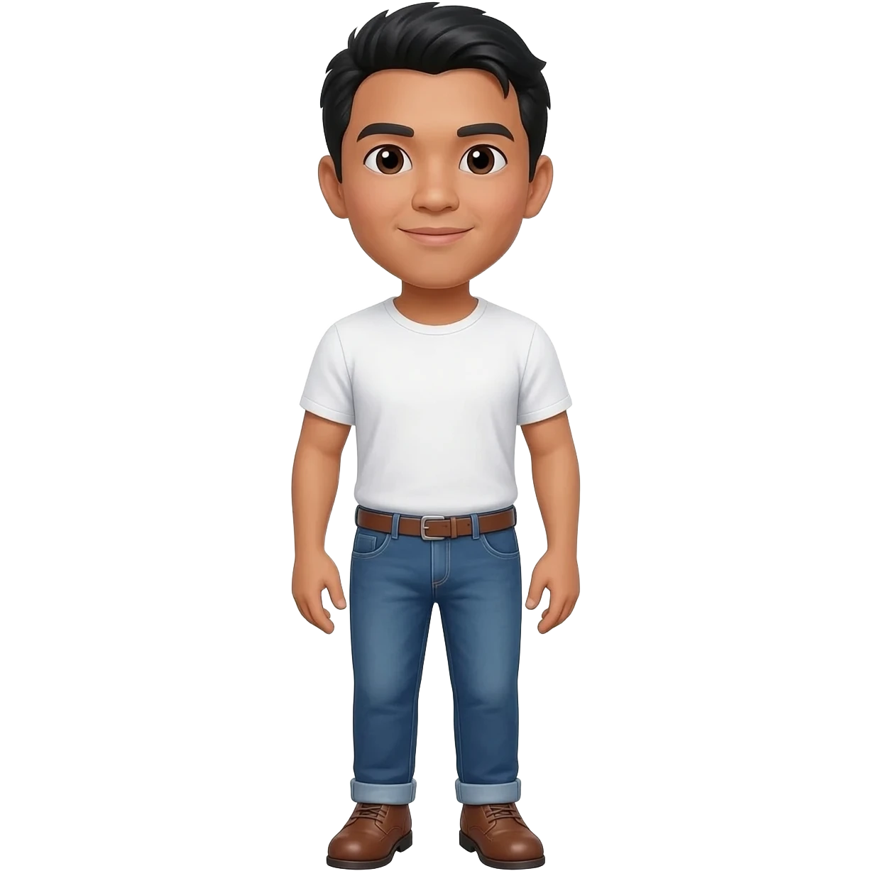 Filipino man white tshirt and denim blue pants and brown shoes  emoji