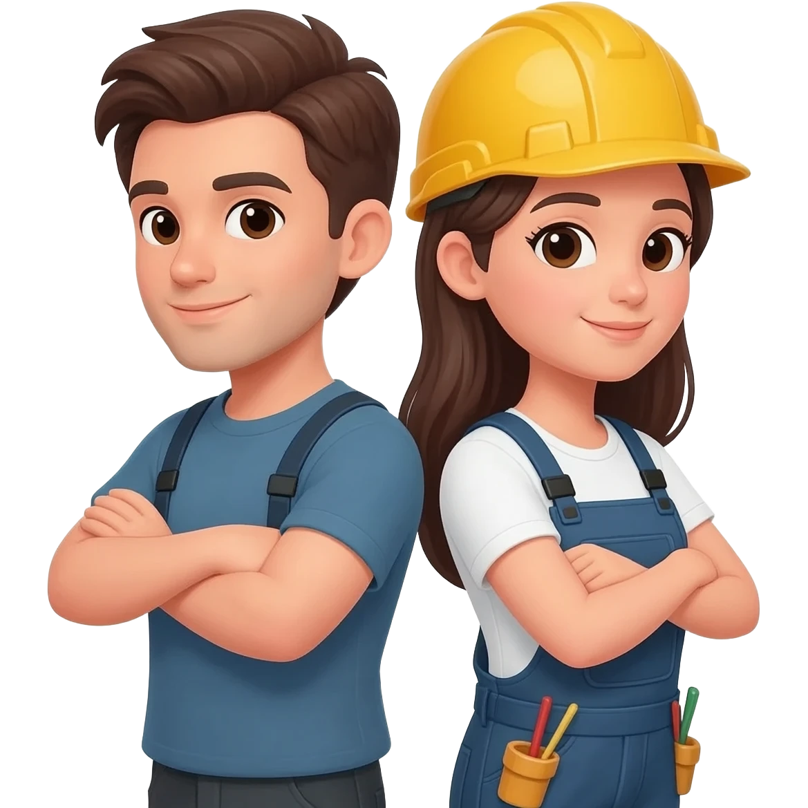 Un homme et une femme, dos à dos, bînome de travail emoji