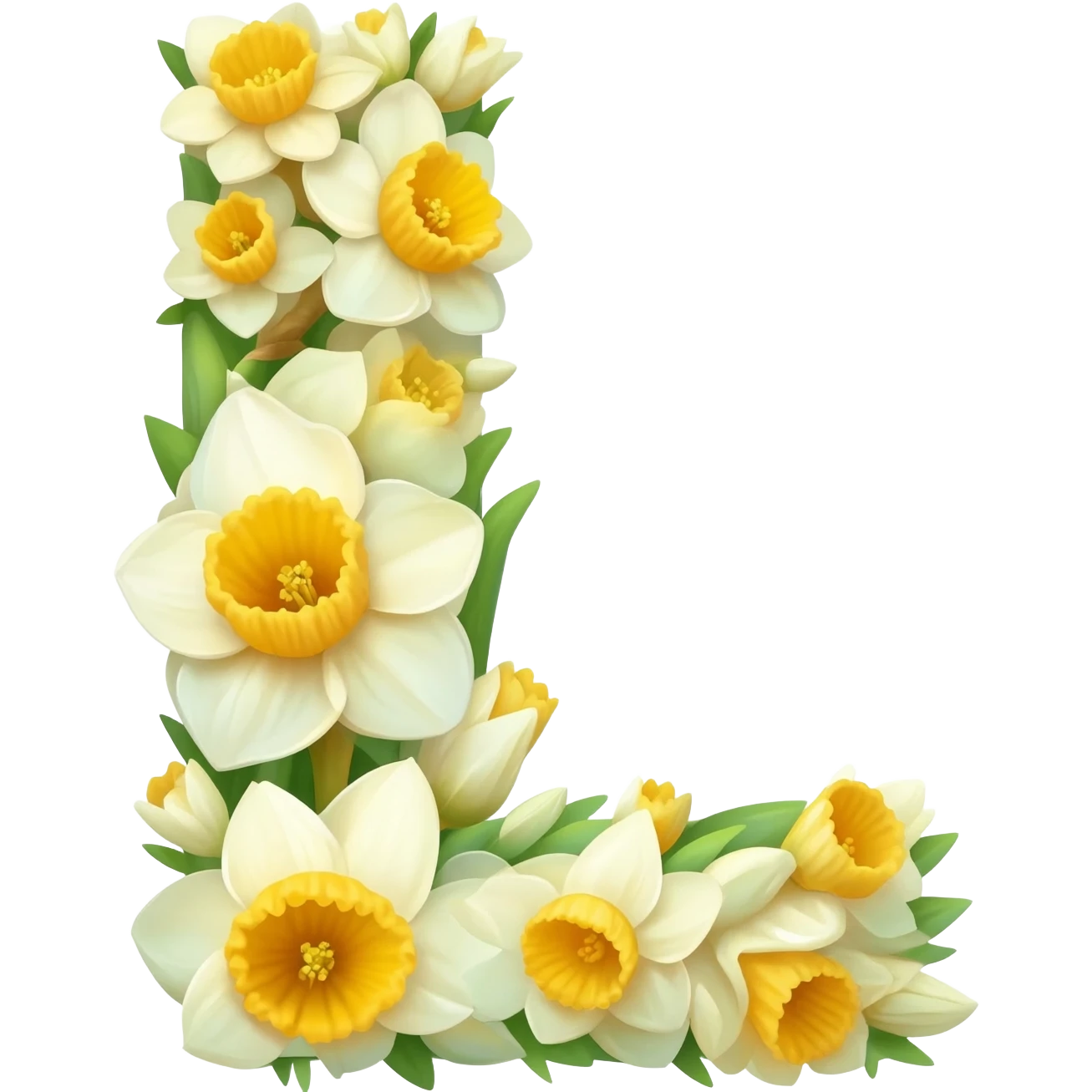 БУКВА L С НАРЦЫССАМИ emoji