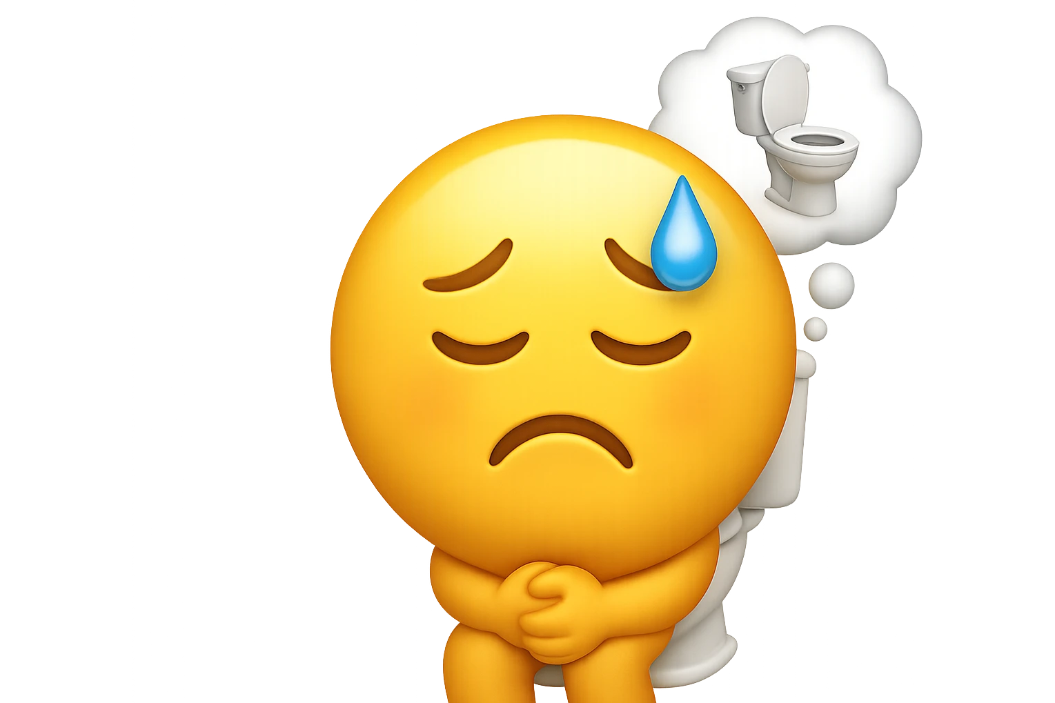 emoji stile iphone che riguarda l'argomento "stipsi/andrò al bagno oggi?", iperrealistico 4k emoji