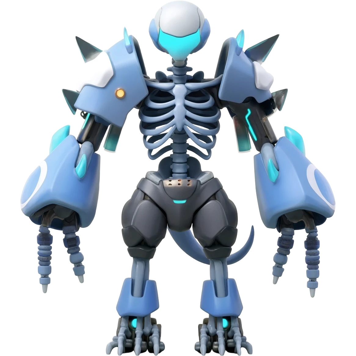 futuristic Skeleton-Cyborg-Manectric-Electrike-Salandit-Cubone-Umbreon-Marowak-Draco-Fakémon-hybrid-creature (full body), 4 legs emoji