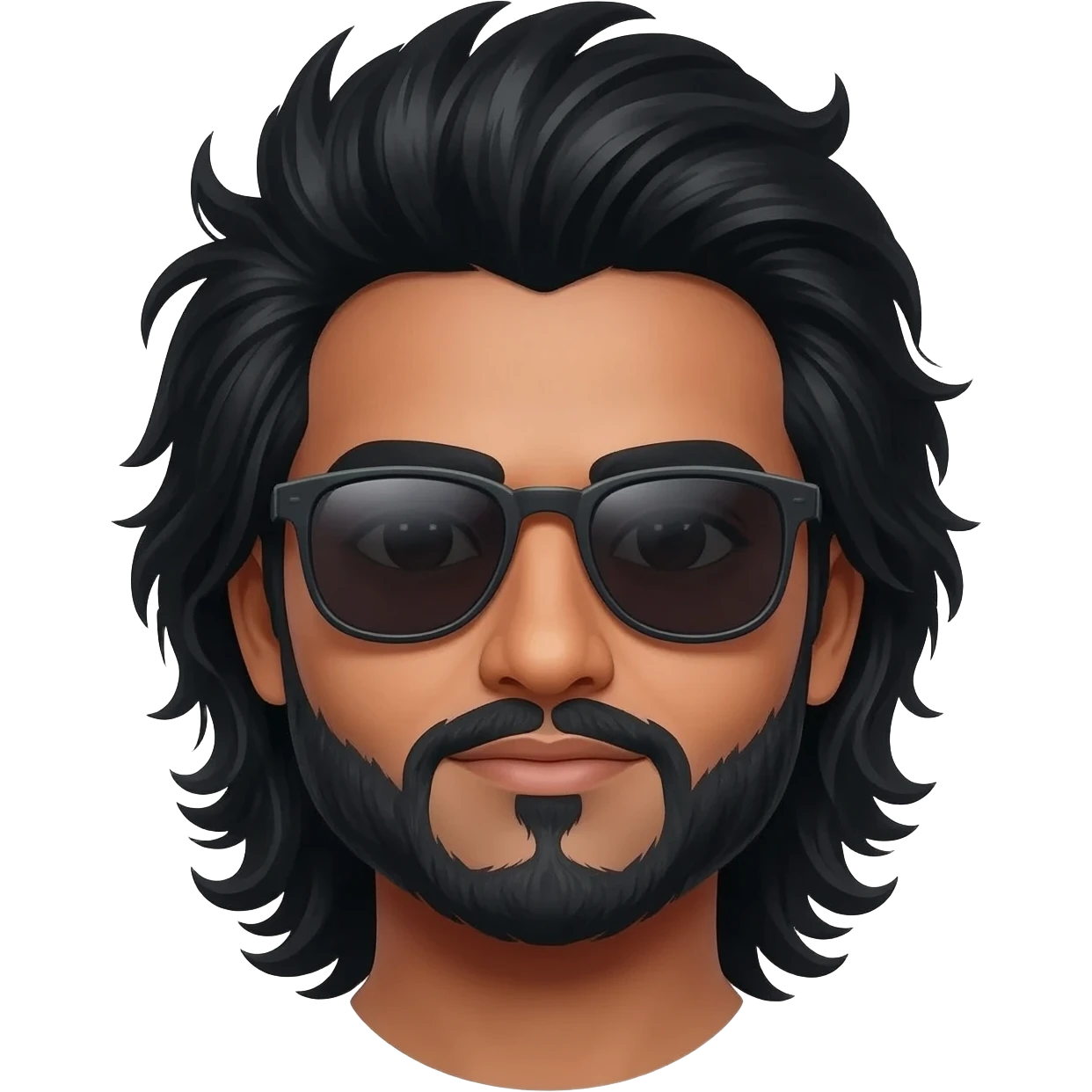 Indian long mullet hair man with Goatee and sunglasses emoji