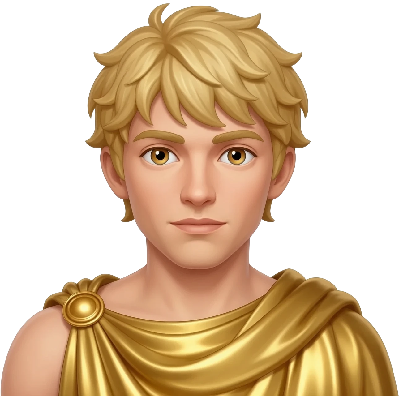 Mercury from Roman Mythology with hazel eyes, blonde hair, gold metallic cloak emoji