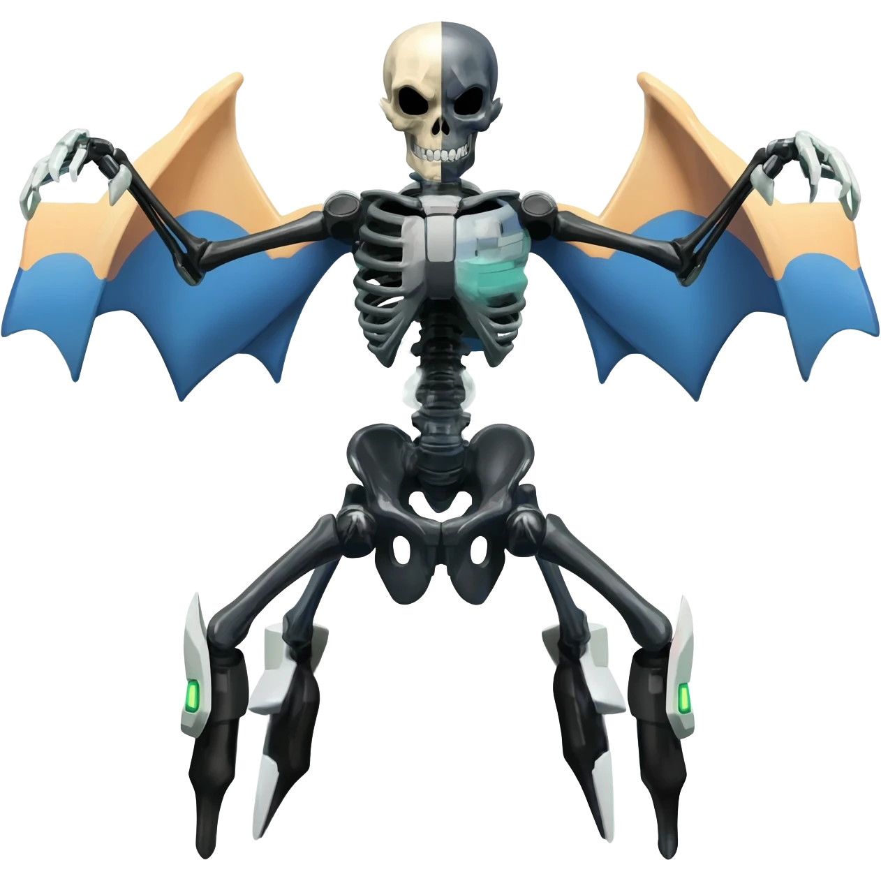 futuristic Skeleton-Cyborg-Manectric-Electrike-Salandit-Cubone-Umbreon-Marowak-Draco-Fakémon-hybrid-creature (full body), 4 legs emoji