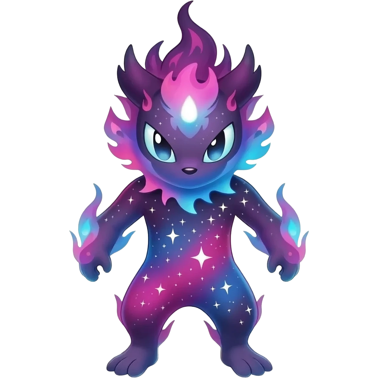 Elemental Forty Fiery Sparky Fierce Colorful Gradient Sparkly Nebular Starry Flaming Viney Vinal Dusky Aurorus-Amaura-Auroras-Pokémon-Fakémon-creature emoji