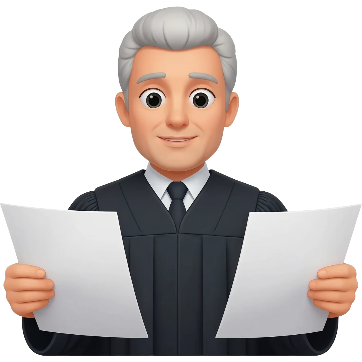 judge considering two different pieces of paper one in each hand emoji