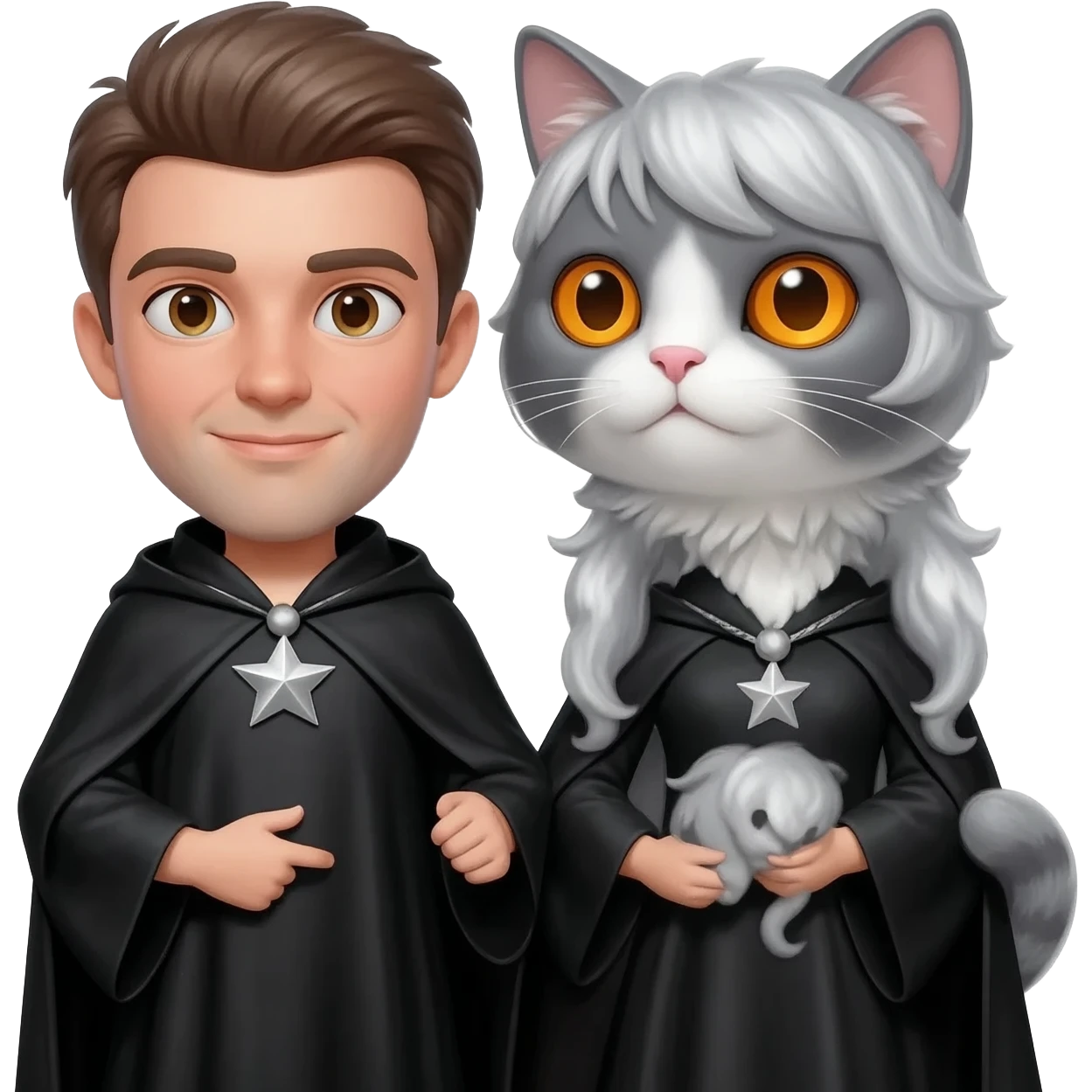 magician couple and their pet cat emoji