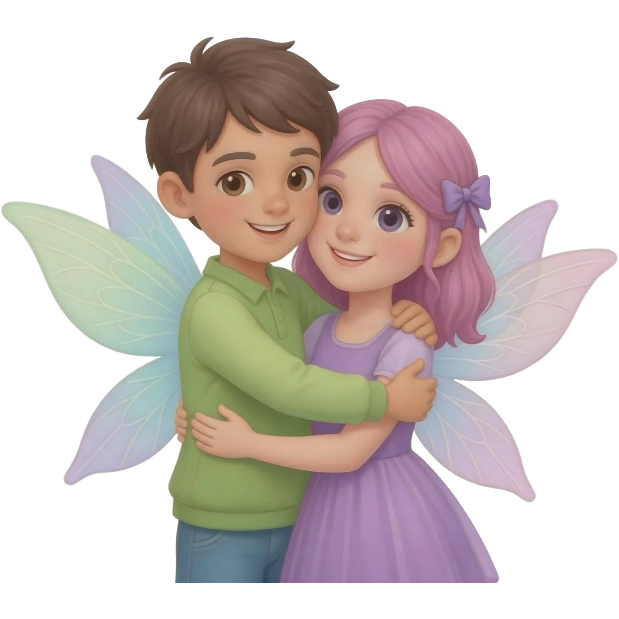 Boy and girl pastel fairies hugging
 emoji