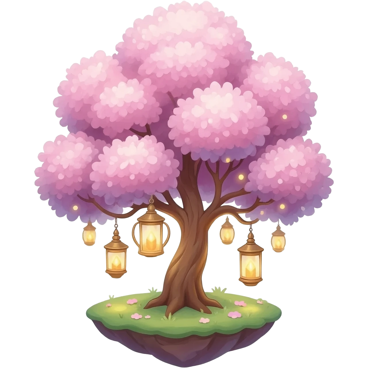 floating sacred crystal lantern tree blooming with light emoji